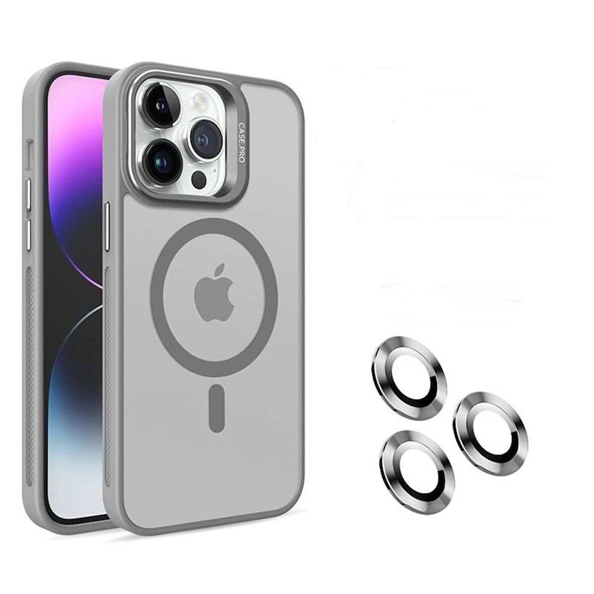 Gpack Apple iPhone 14 Pro Max Kılıf Magsafeli Standlı Sert Mika  Lens Koruyucu