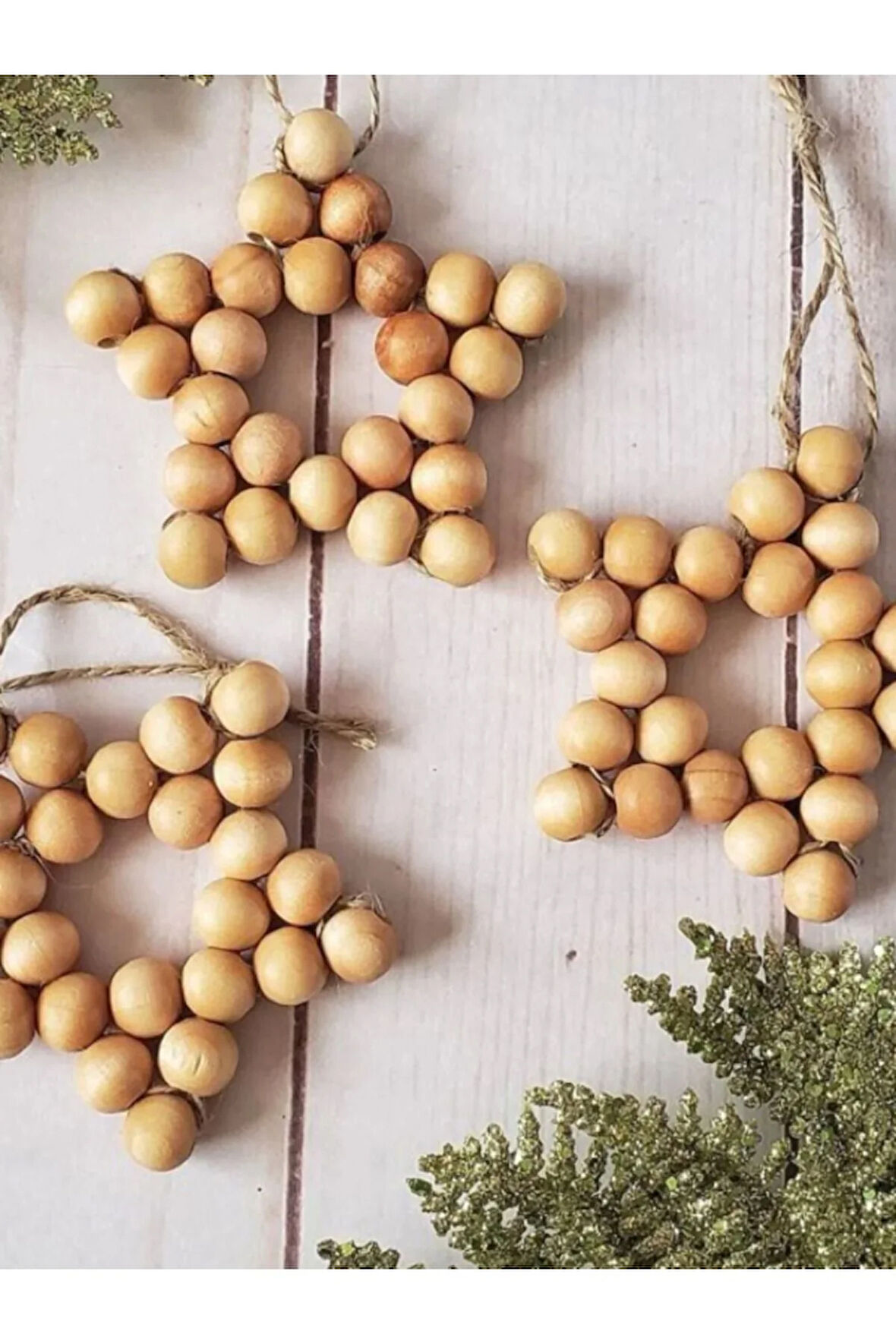 Dekoratif Ahşap Boncuk Parlak 3lü Set Kapı Duvar Oda Süsü