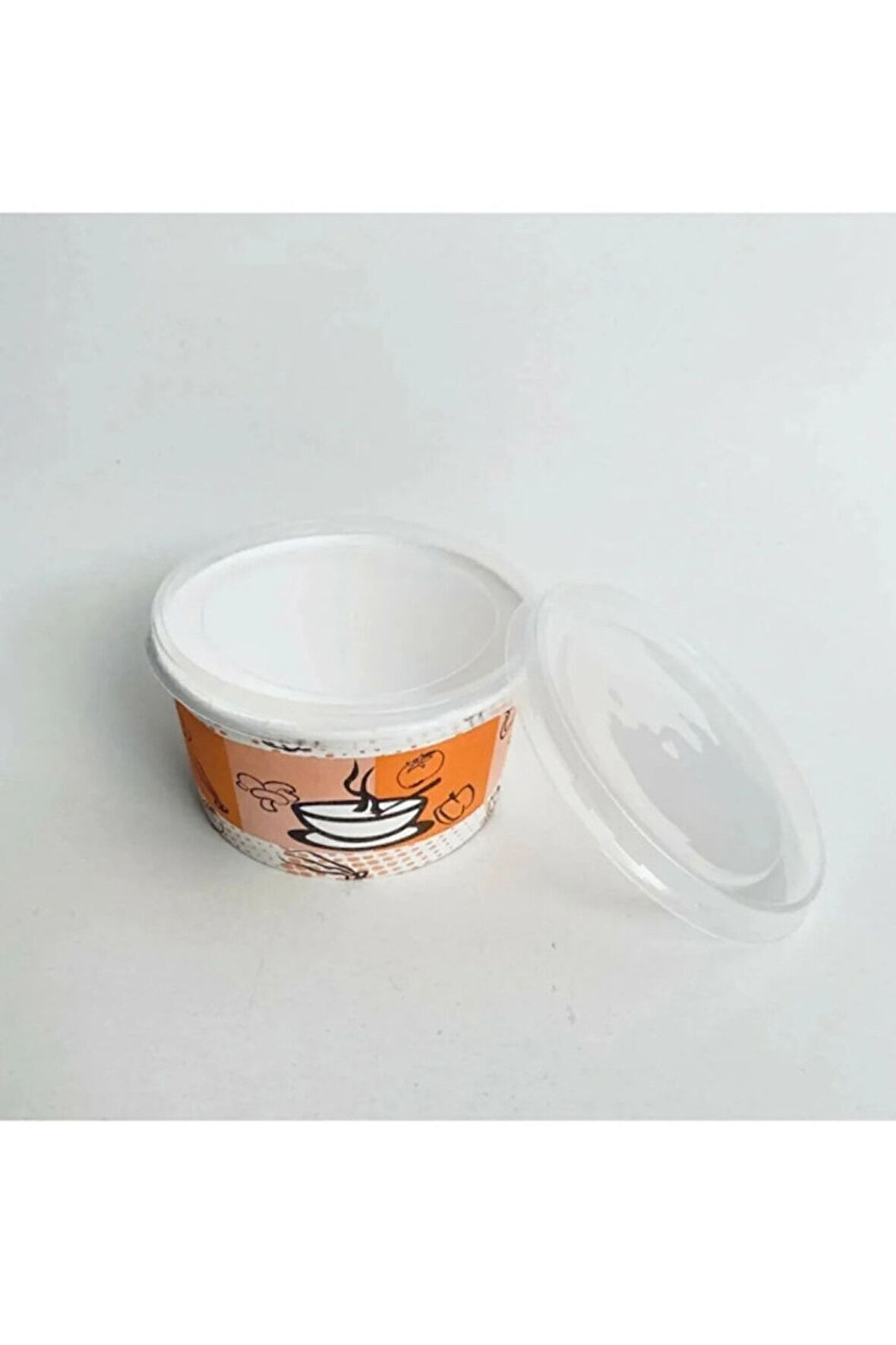 Karton Çorba Kase 16 oz Kapaklı Çorba Kabı Tek Kullanımlık 50 Adet Kap 50 Adet Kapak