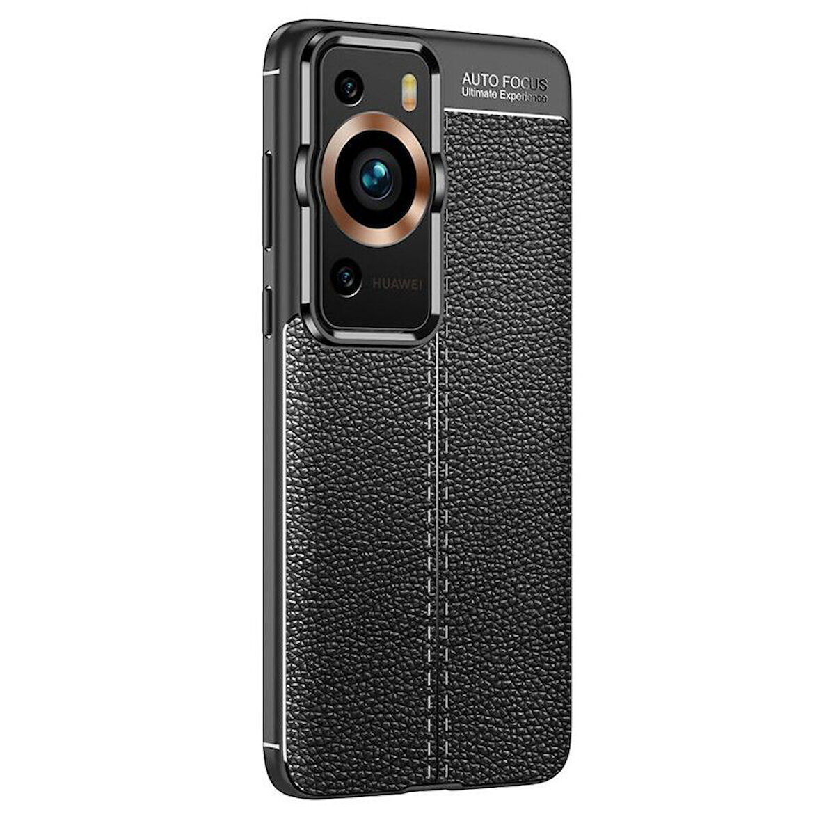 Gpack Huawei P60 Pro Kılıf Niss Silikon Kamera Korumalı Deri Görünümlü