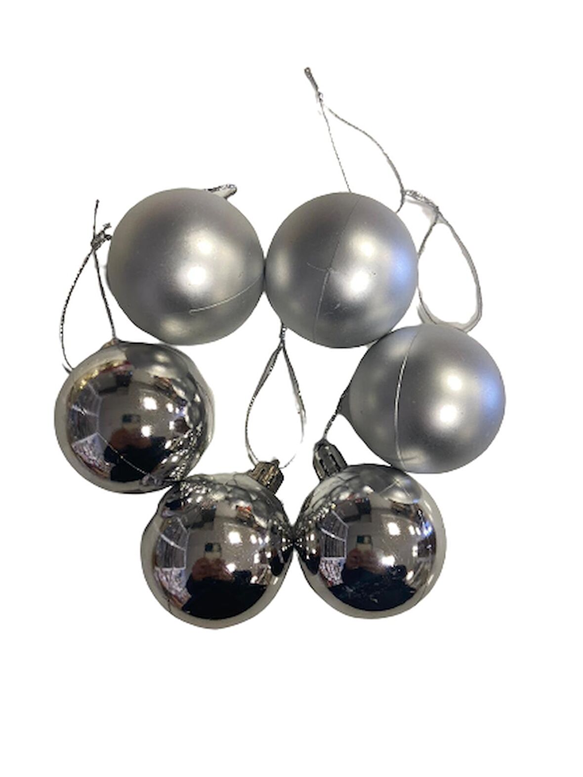 YILBAŞI TOP AĞAÇ SÜSÜ 6'LI 5CM GÜMÜŞ