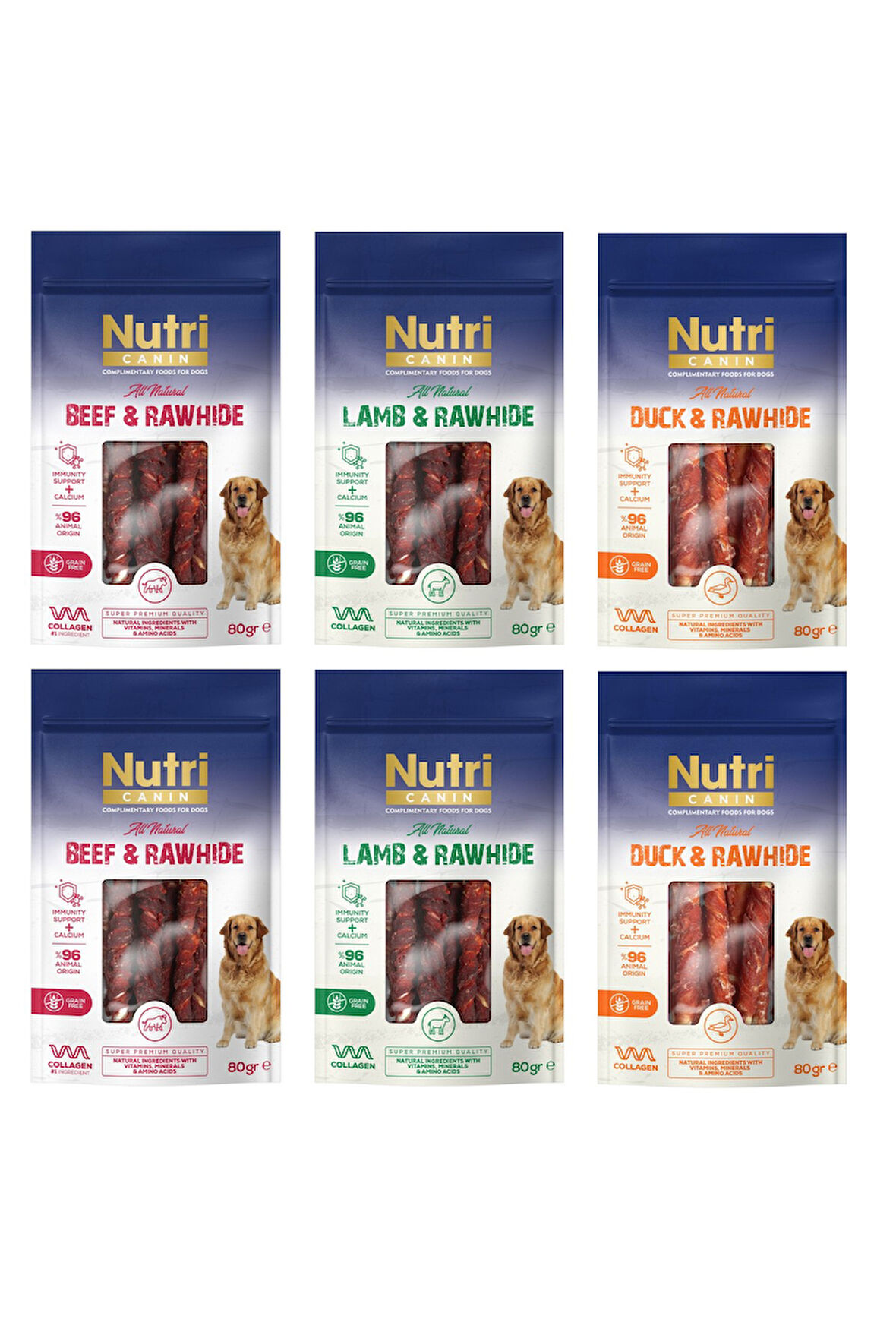 Nutri Canin Rawhide 3 Çeşit Karma Köpek Ödülü 80 Gr. X 6 Adet