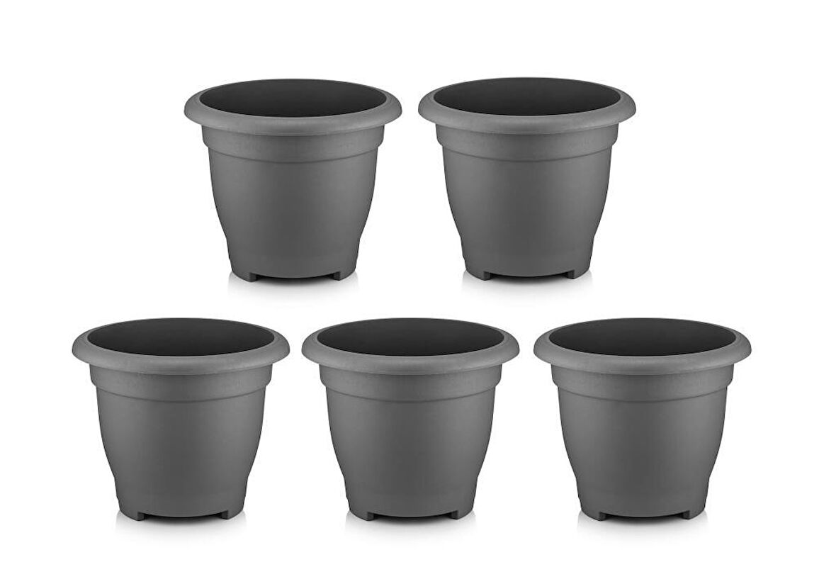 Omnipazar SO-VHS7 Dekoratif Vaha Saksı İç ve Dış Mekan 31 lt Antrasit 5 Adet