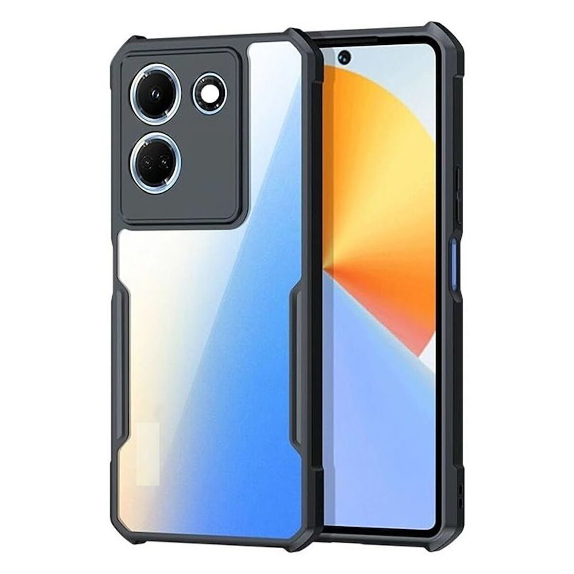 Gpack Tecno Camon 20 Pro 4G Kılıf Roll Arkası Şeffaf Plastik Kenar Silikon Airbagli
