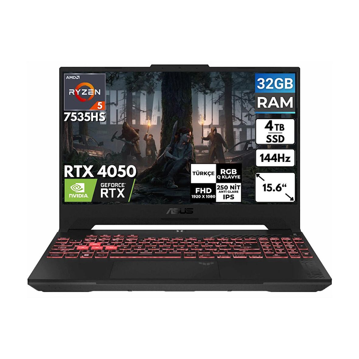 Asus TUF Gaming A15 Ryzen 5-7535HS 32 GB 4 TBSSD RTX4050 15.6'' FHD Freedos Taşınabilir Bilgisayar FA507NU-LP157 BT22