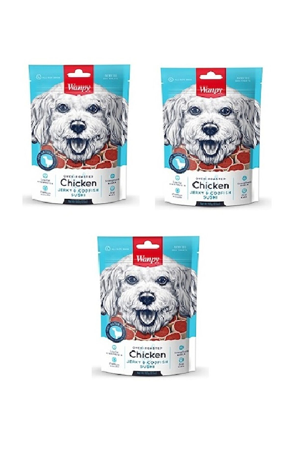 Wanpy Tavuk ve Morina Balık Sushi Köpek Ödülü 100 Gr. X 3 Adet