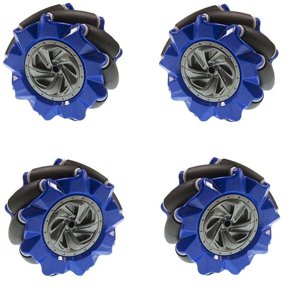 Emesrobotik 80mm Mecanum Tekerlek Seti MAVİ(4 Adet-2 Sağ- 2 Sol) – TT Motor Uyumlu Kaplin Hediyeli