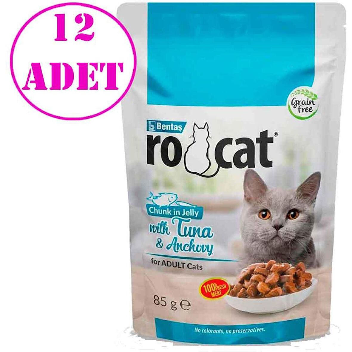 Ro Cat Ton Balıklı Hamsili Kedi Yaş Maması 85 Gr 12 AD