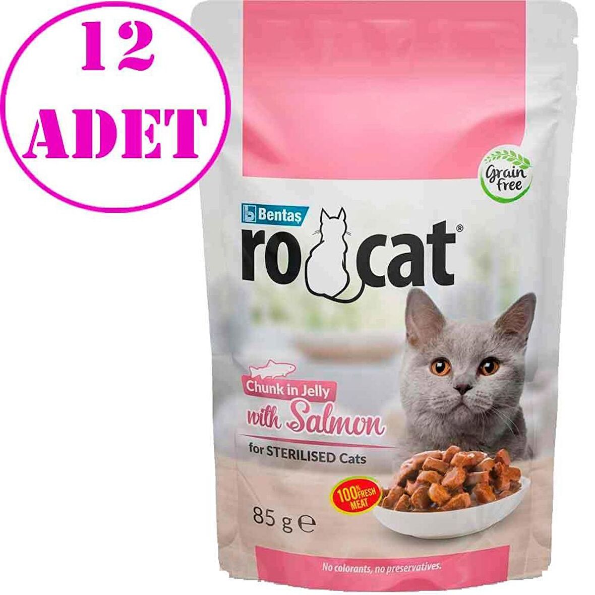 Ro Cat Sterilised Somonlu Kedi Yaş Maması 85 Gr 12 AD