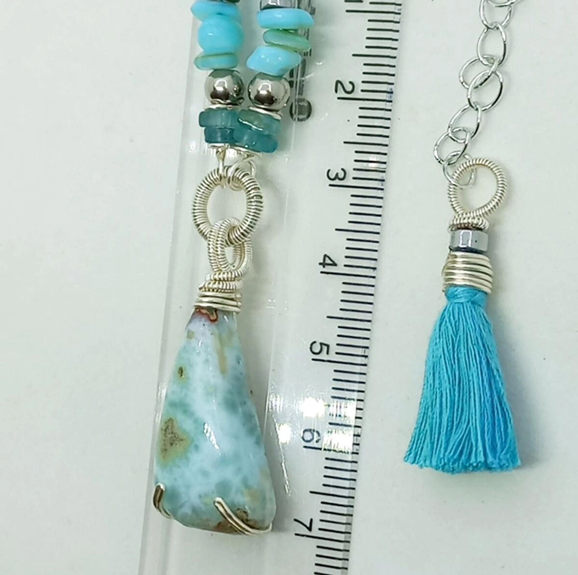 1854 Larimar el yapımı kolye