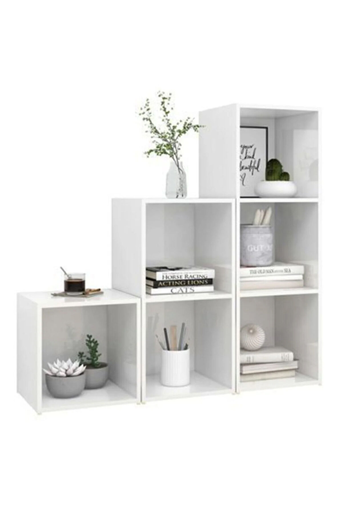 Kitaplık Dila Ofis Dolabı Beyaz 6 Raflı 90 cm