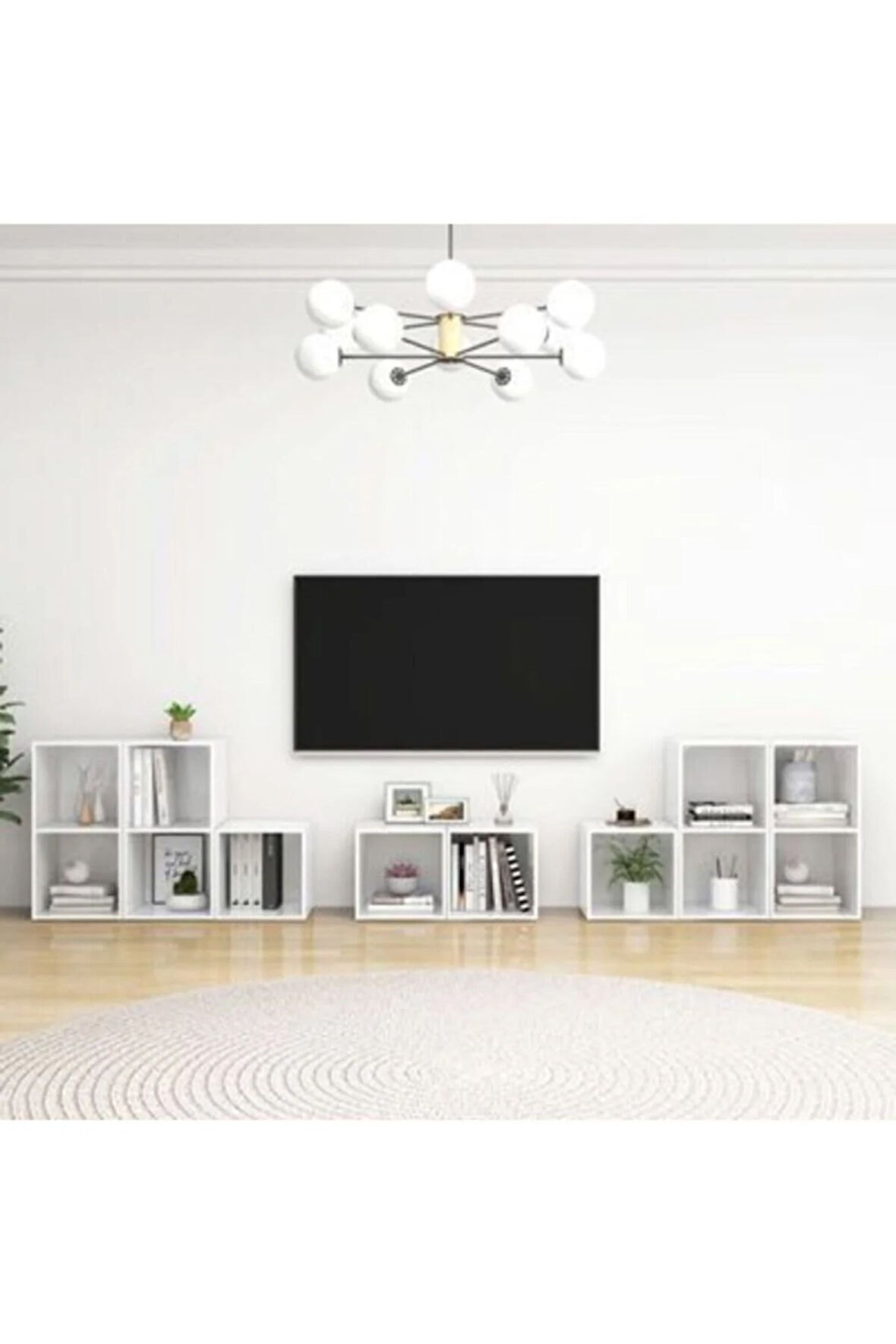 Alev Kitaplıklı Televizyon Sehpası Ünites 240 cm 12 Raflı
