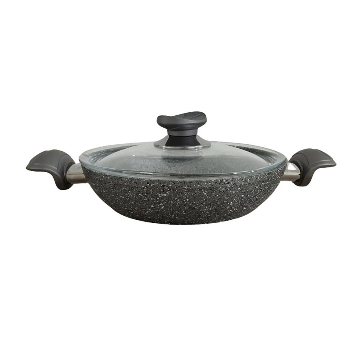 OMS Granit Cam Kapaklı Sahan Gri 20 cm 3214