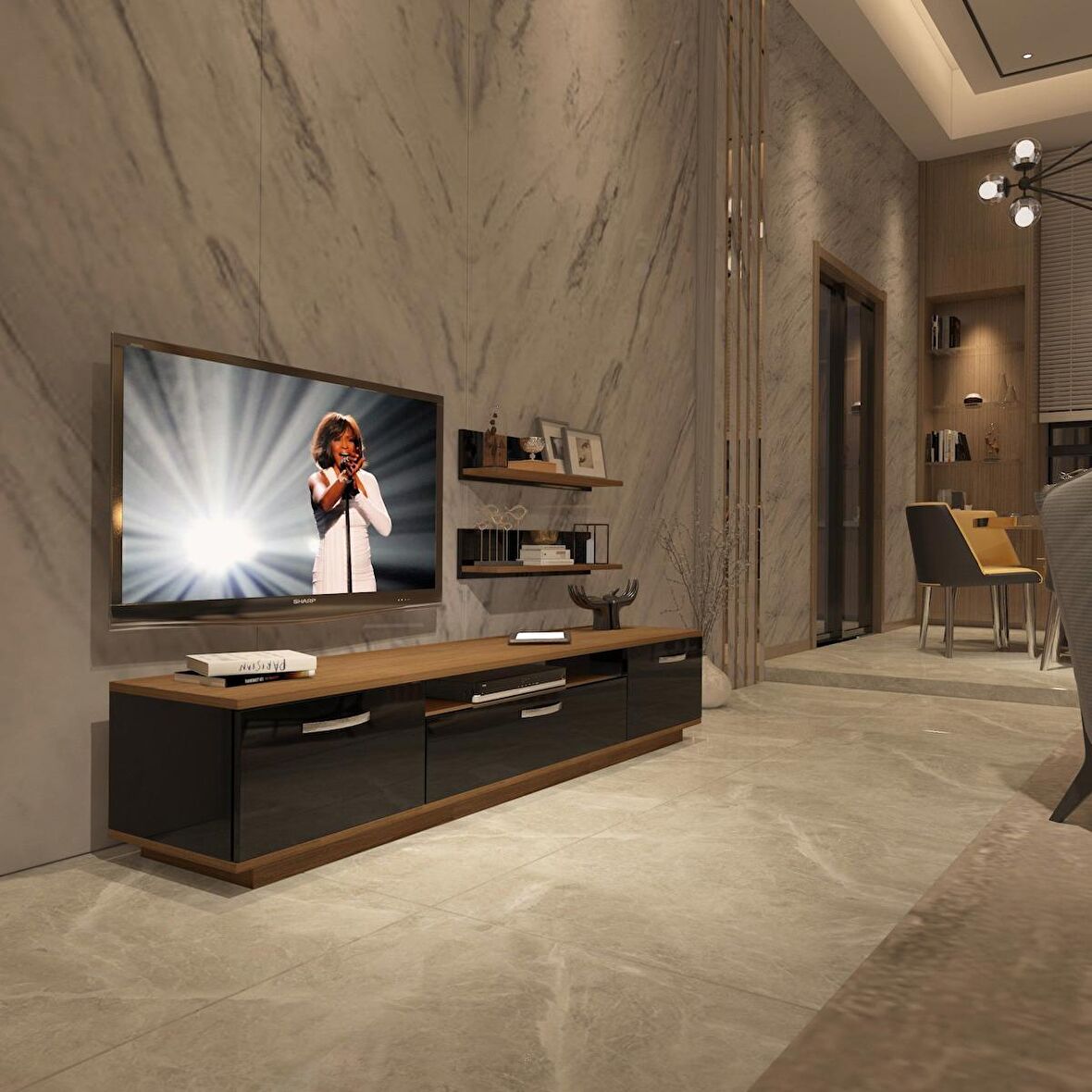 Decoraktiv Trendstyle 4 Mdf Tv Ünitesi Tv Sehpası - Ceviz - Siyah