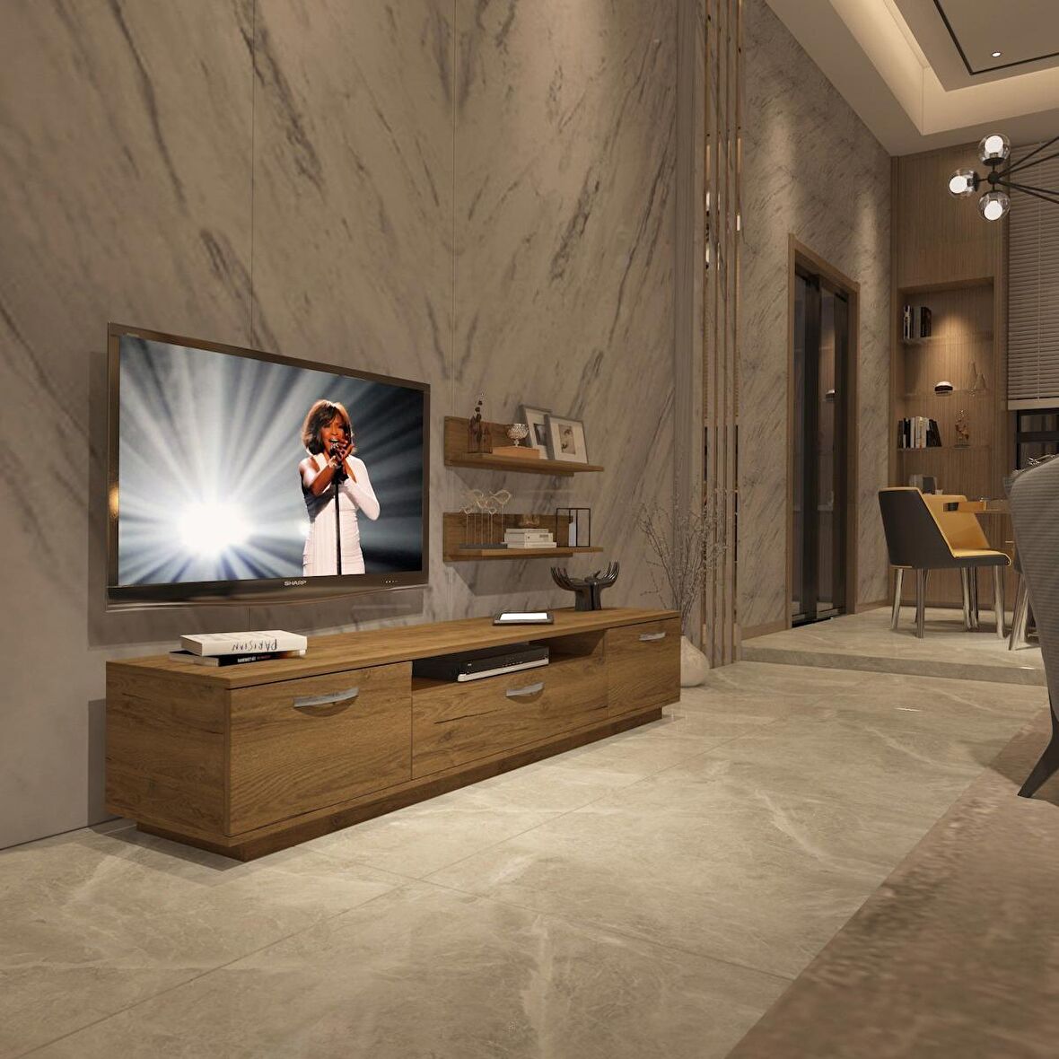 Decoraktiv Trendstyle 4 Mdf Tv Ünitesi Tv Sehpası - Naturel Pera