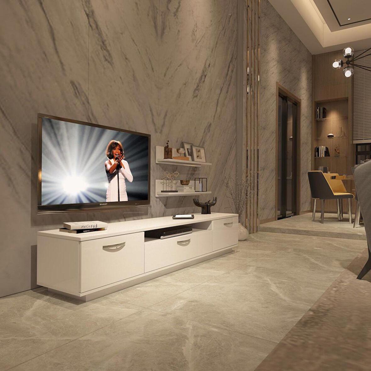 Decoraktiv Trendstyle 4 Mdf Tv Ünitesi Tv Sehpası - Parlak Beyaz