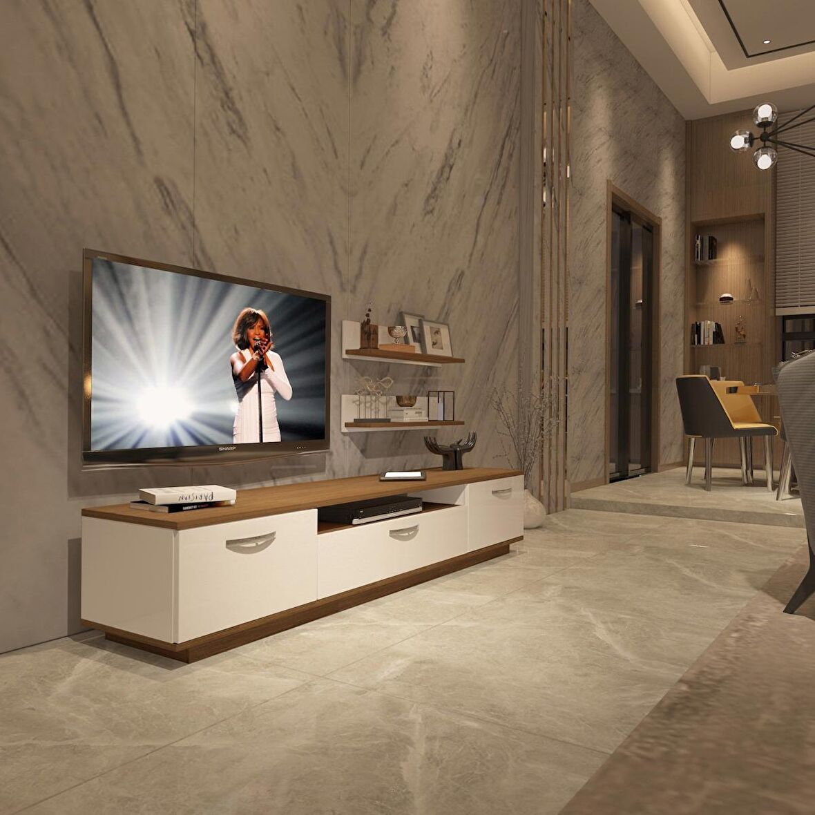 Decoraktiv Trendstyle 4 Slm Tv Ünitesi Tv Sehpası - Ceviz - Beyaz