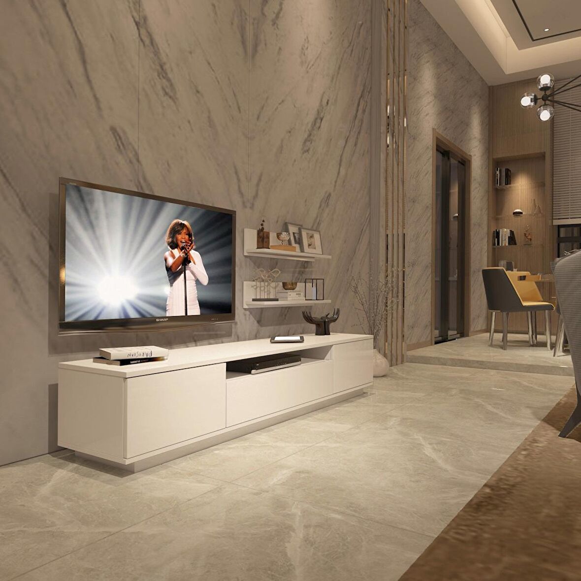 Decoraktiv Trendstyle 4S Mdf Tv Ünitesi Tv Sehpası - Parlak Beyaz