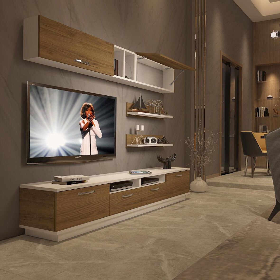 Decoraktiv Trendstyle 5220 Mdf Tv Ünitesi Tv Sehpası - Beyaz - Pera