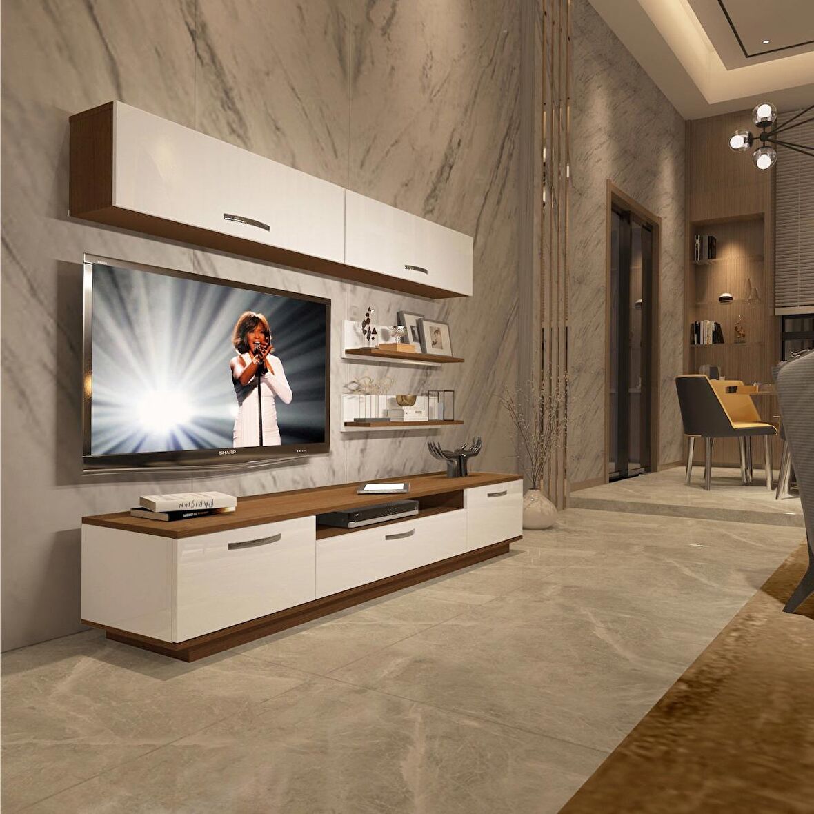 Decoraktiv Trendstyle 5 Slm Tv Ünitesi Tv Sehpası - Ceviz - Beyaz