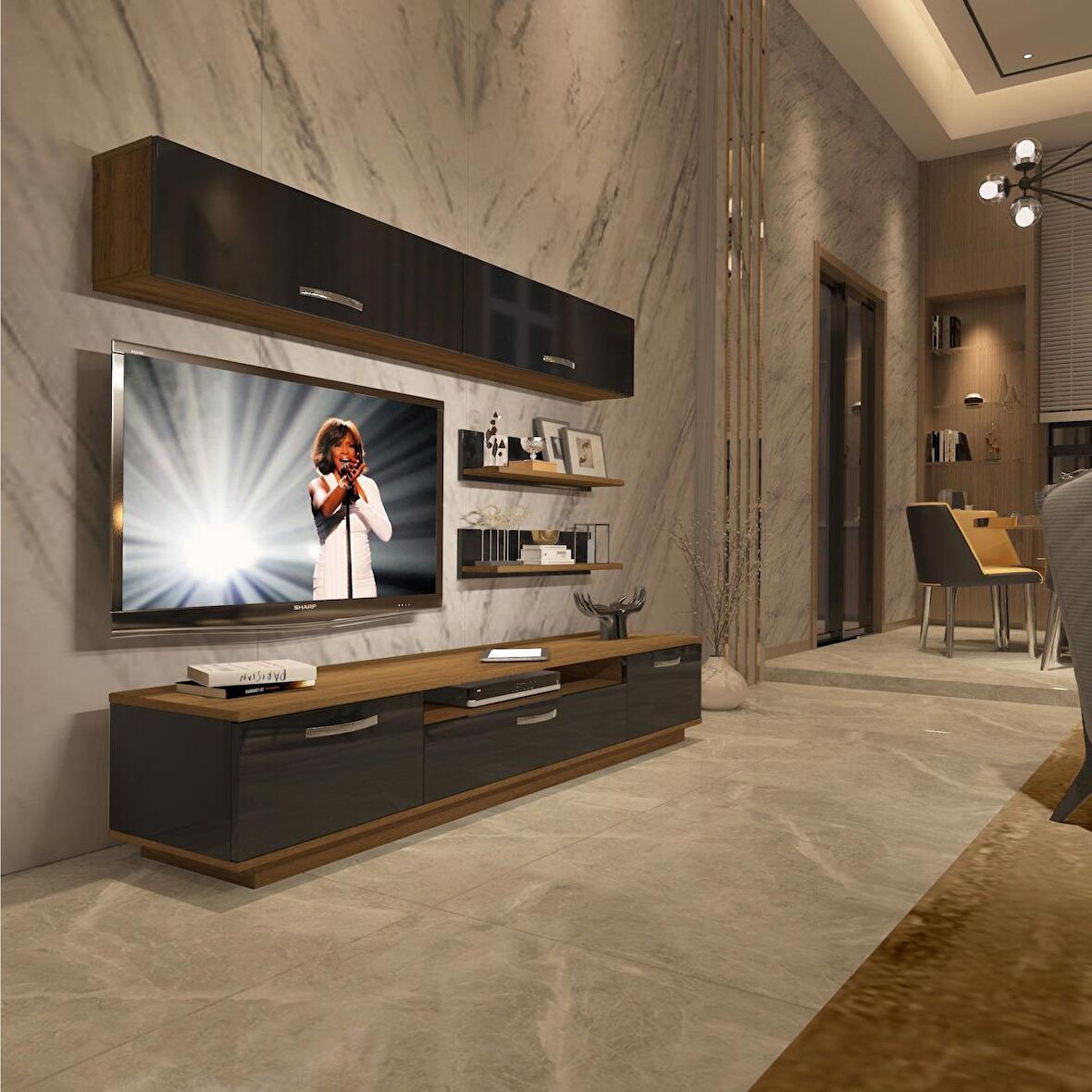 Decoraktiv Trendstyle 5 Mdf Tv Ünitesi Tv Sehpası - Pera - Siyah