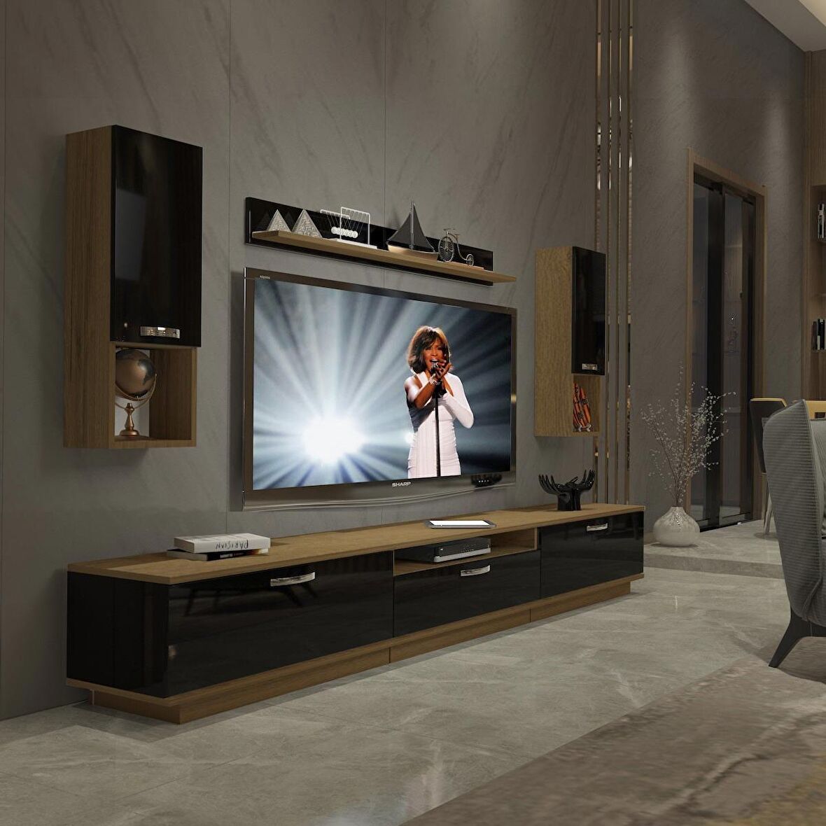 Decoraktiv Trendstyle 270DA Mdf Tv Ünitesi Tv Sehpası - Pera - Siyah