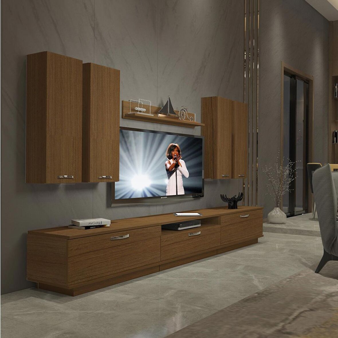 Decoraktiv Trendstyle 8D Slm Tv Ünitesi Tv Sehpası - Naturel Ceviz