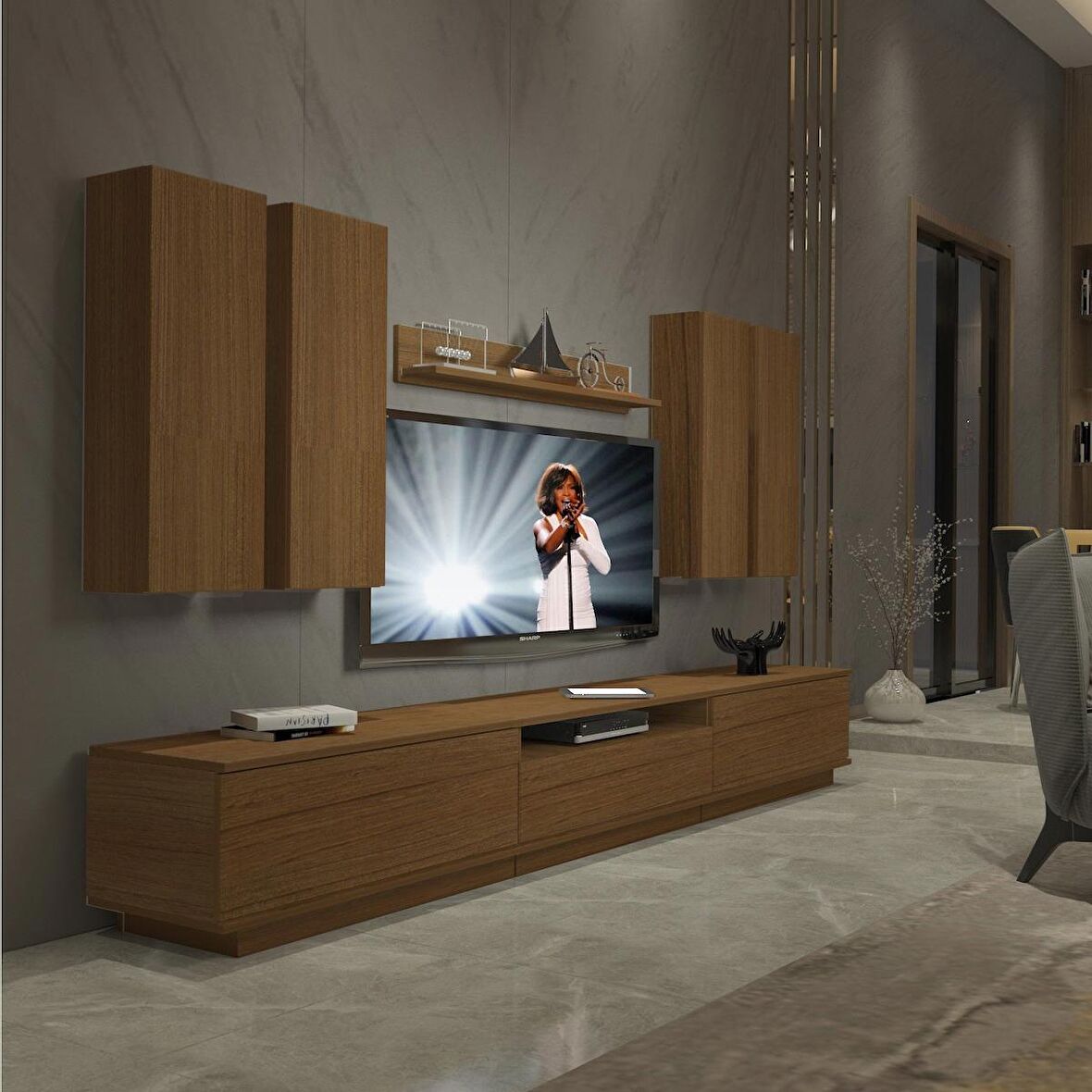 Decoraktiv Trendstyle 8DS Slm Tv Ünitesi Tv Sehpası - Naturel Ceviz