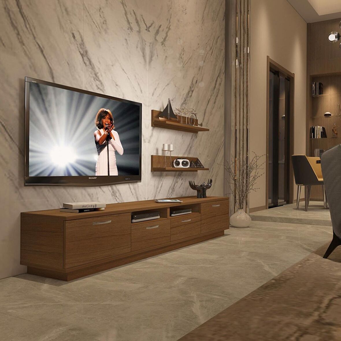 Decoraktiv Trendstyle 220R Mdf Tv Ünitesi Tv Sehpası - Naturel Ceviz