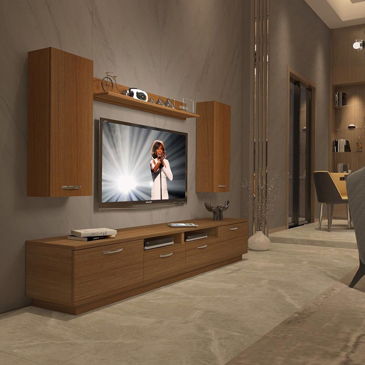 Decoraktiv Trendstyle 5220D Slm Tv Ünitesi Tv Sehpası - Naturel Ceviz
