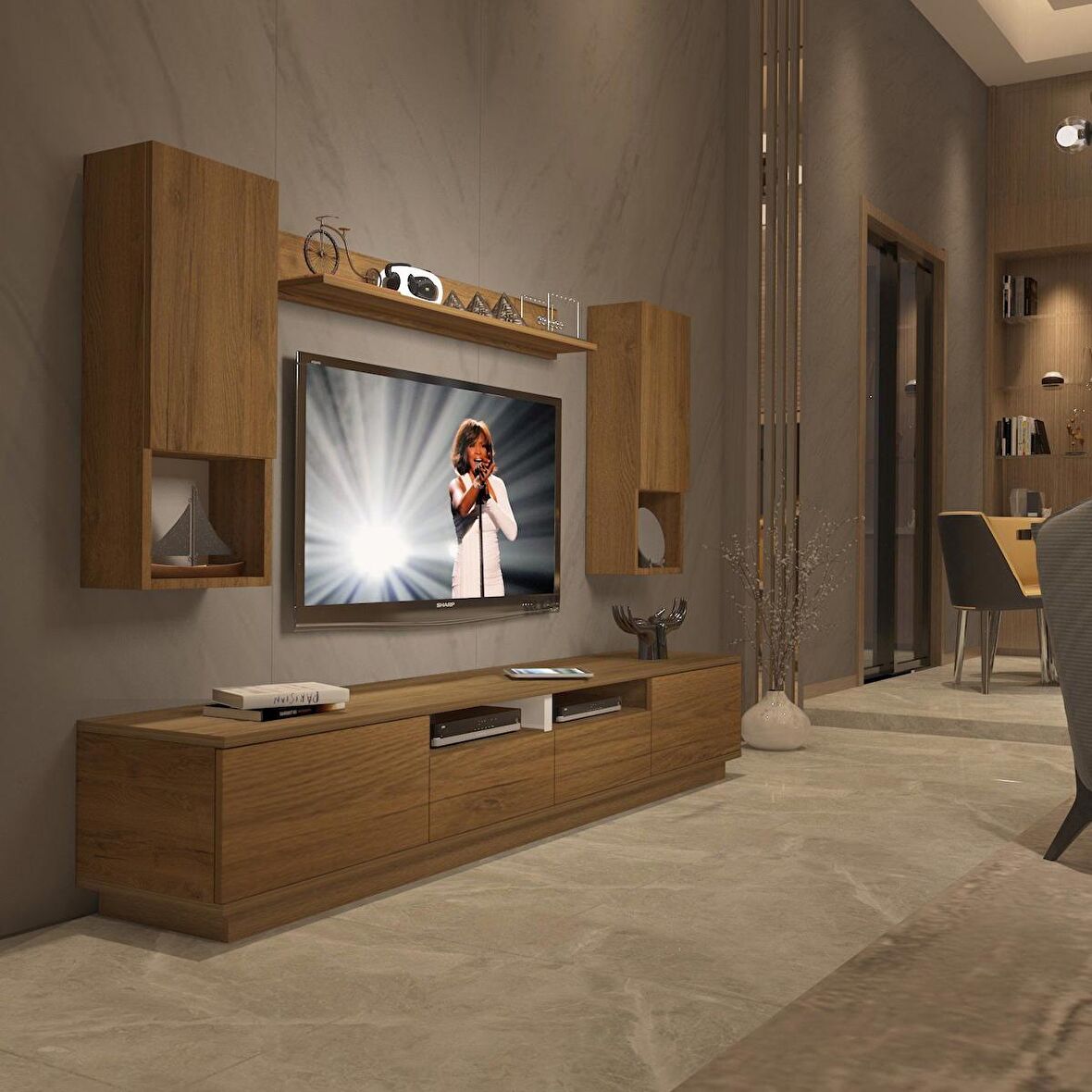 Decoraktiv Trendstyle 5220DAS Mdf Tv Ünitesi Tv Sehpası - Naturel Pera