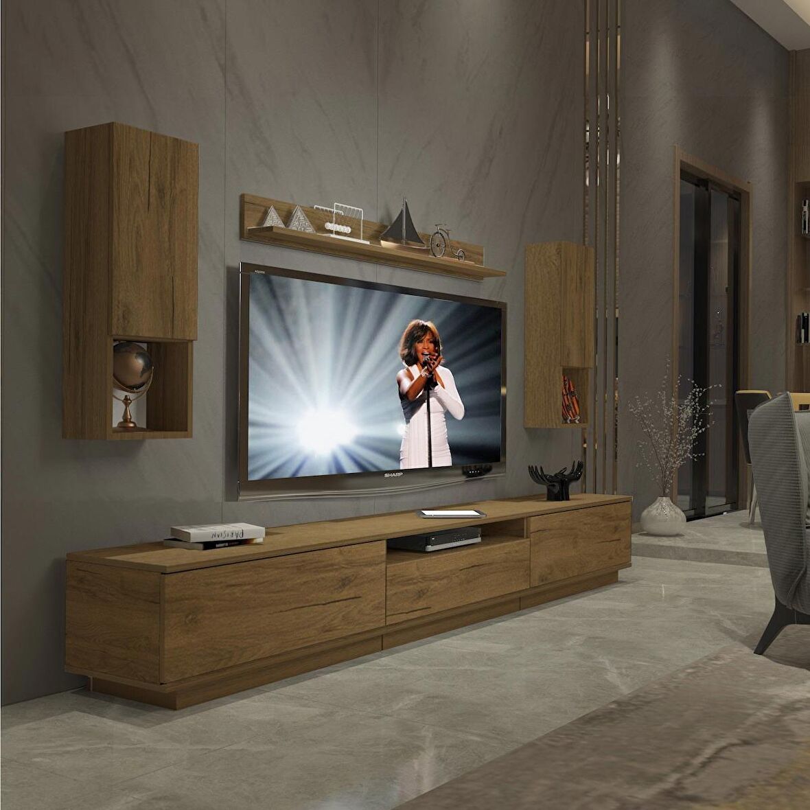 Decoraktiv Trendstyle 270DAS Mdf Tv Ünitesi Tv Sehpası - Naturel Pera