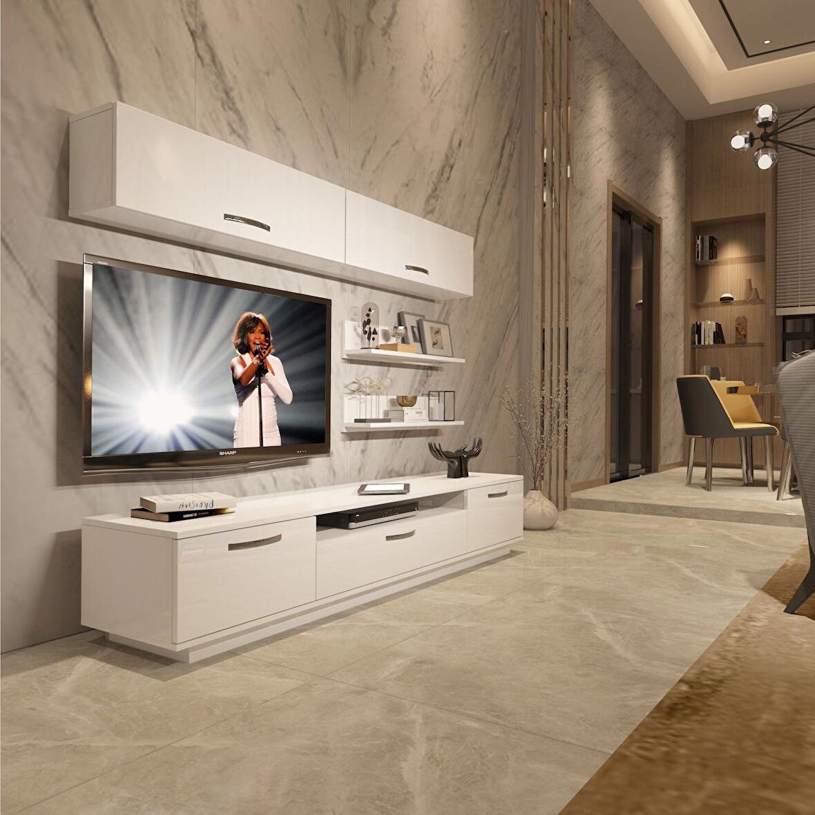 Decoraktiv Trendstyle 5 Slm Tv Ünitesi Tv Sehpası - Parlak Beyaz