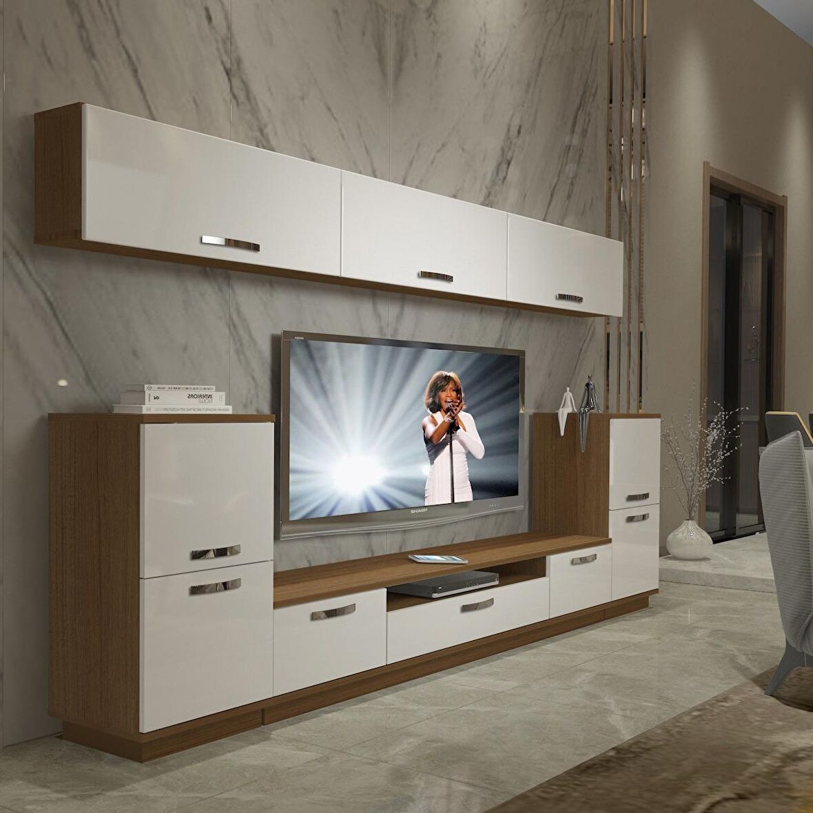 Decoraktiv Trendstyle 9 Slm Tv Ünitesi Tv Sehpası - Ceviz - Beyaz