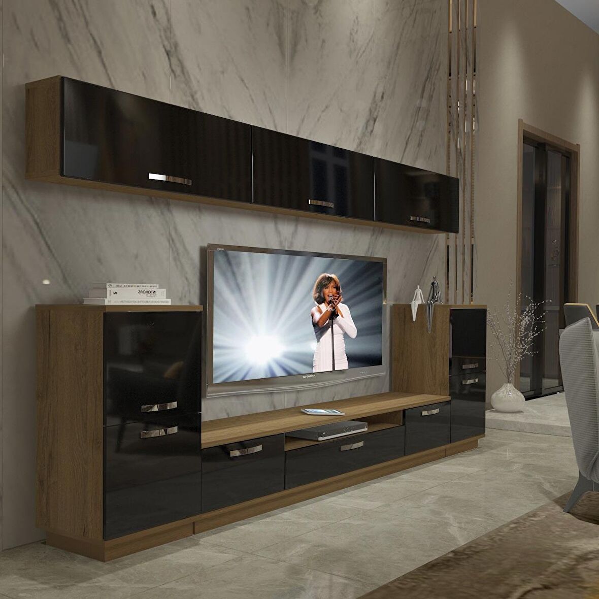 Decoraktiv Trendstyle 9 Mdf Tv Ünitesi Tv Sehpası - Pera - Siyah