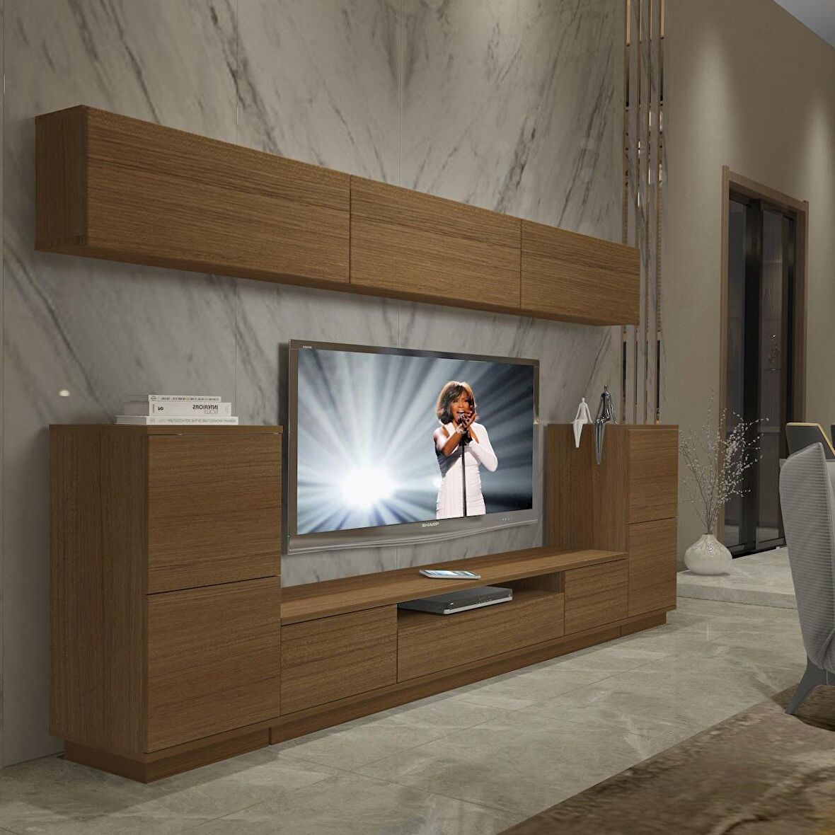 Decoraktiv Trendstyle 9S Mdf Tv Ünitesi Tv Sehpası - Naturel Ceviz