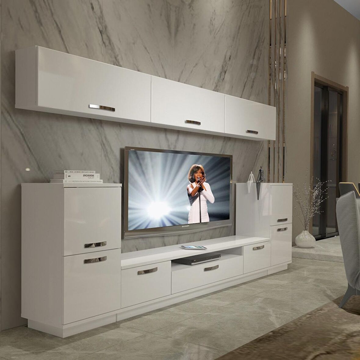 Decoraktiv Trendstyle 9 Slm Tv Ünitesi Tv Sehpası - Parlak Beyaz