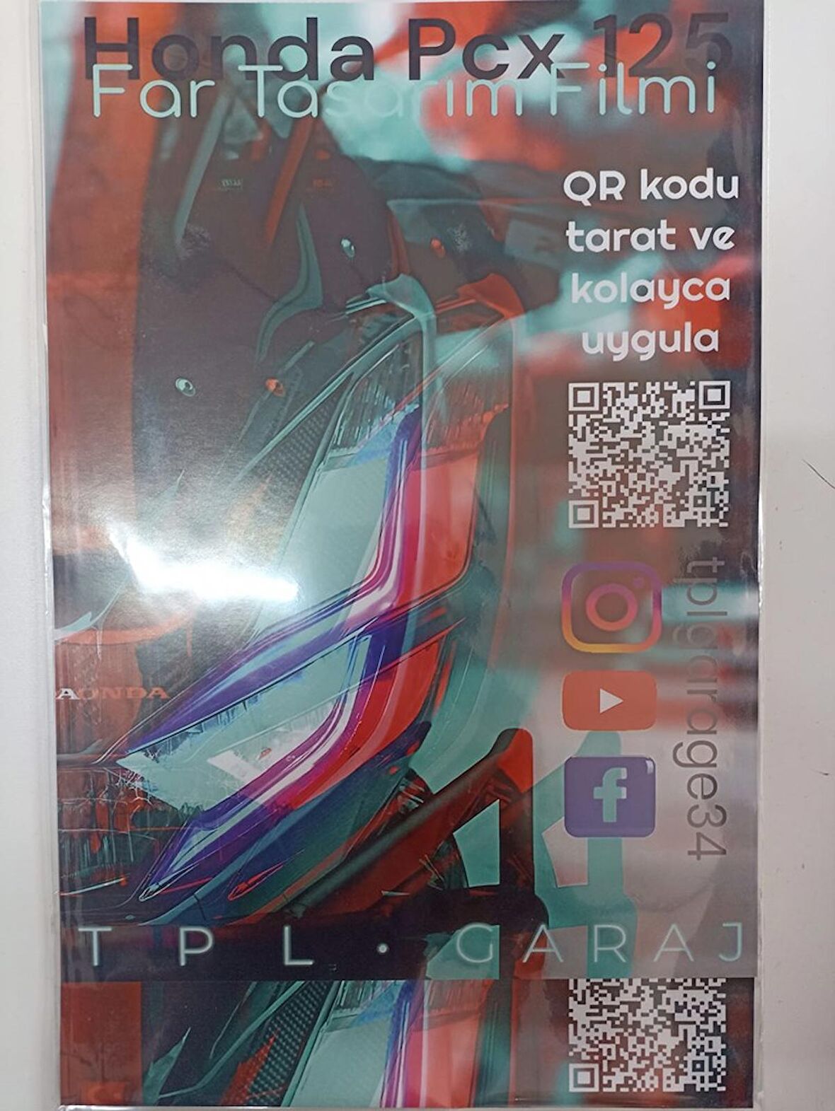 TPLGARAJ HONDA PCX 2021-2024 FAR FİLMİ BUZ MAVİ