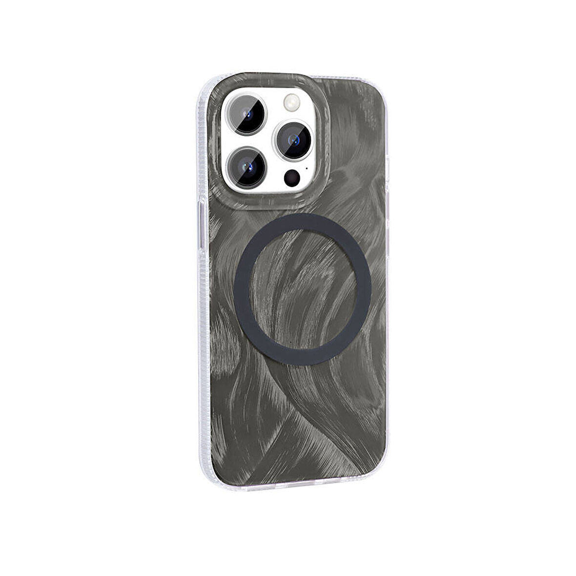 Gpack Apple iPhone 14 Pro Kılıf Kenarları Tırtıklı Fırça Boya Desenli Magsafeli Palet Kapak