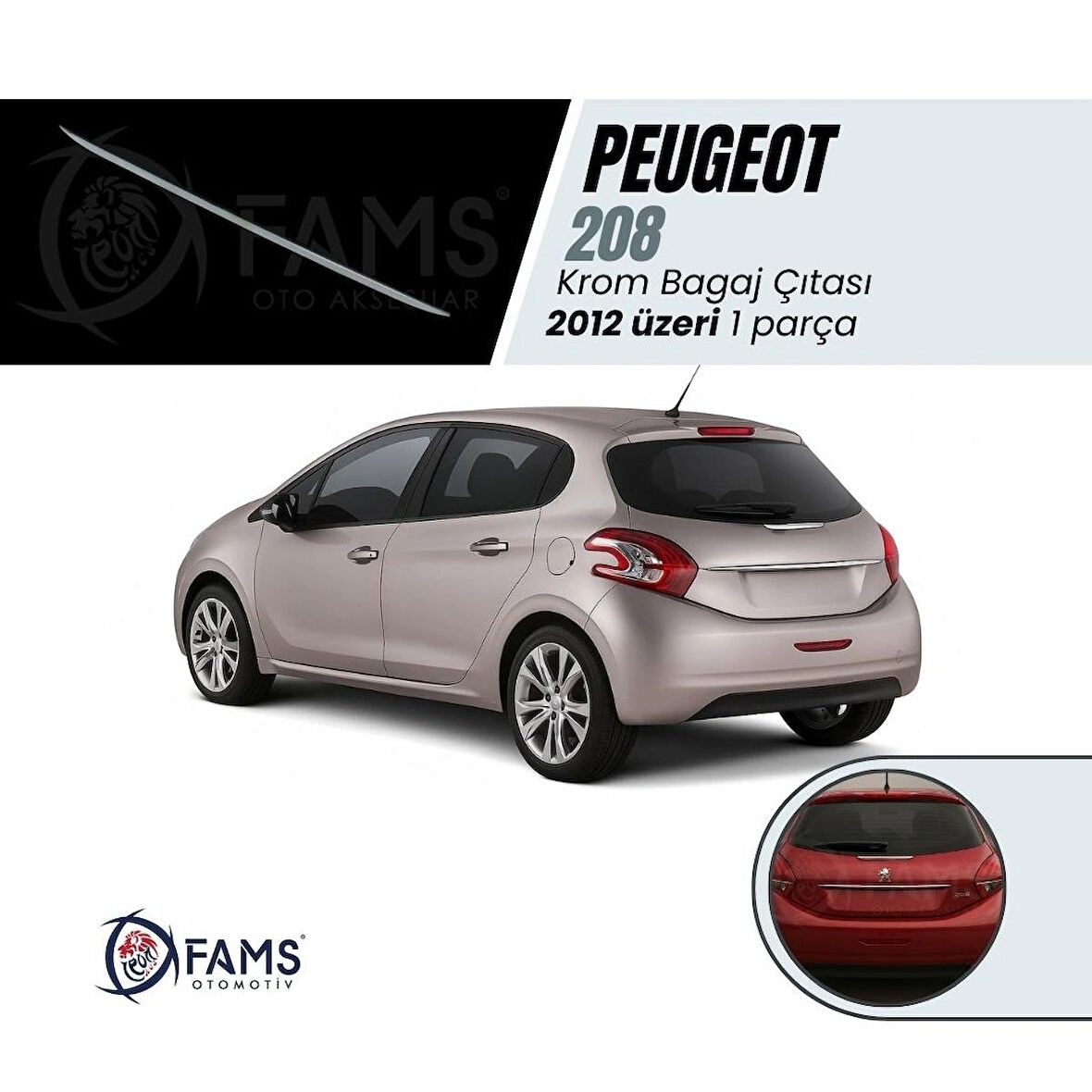 Peugeot 208 Uyumlu Krom Bagaj Çıtası 2012 Üzeri P.çelik