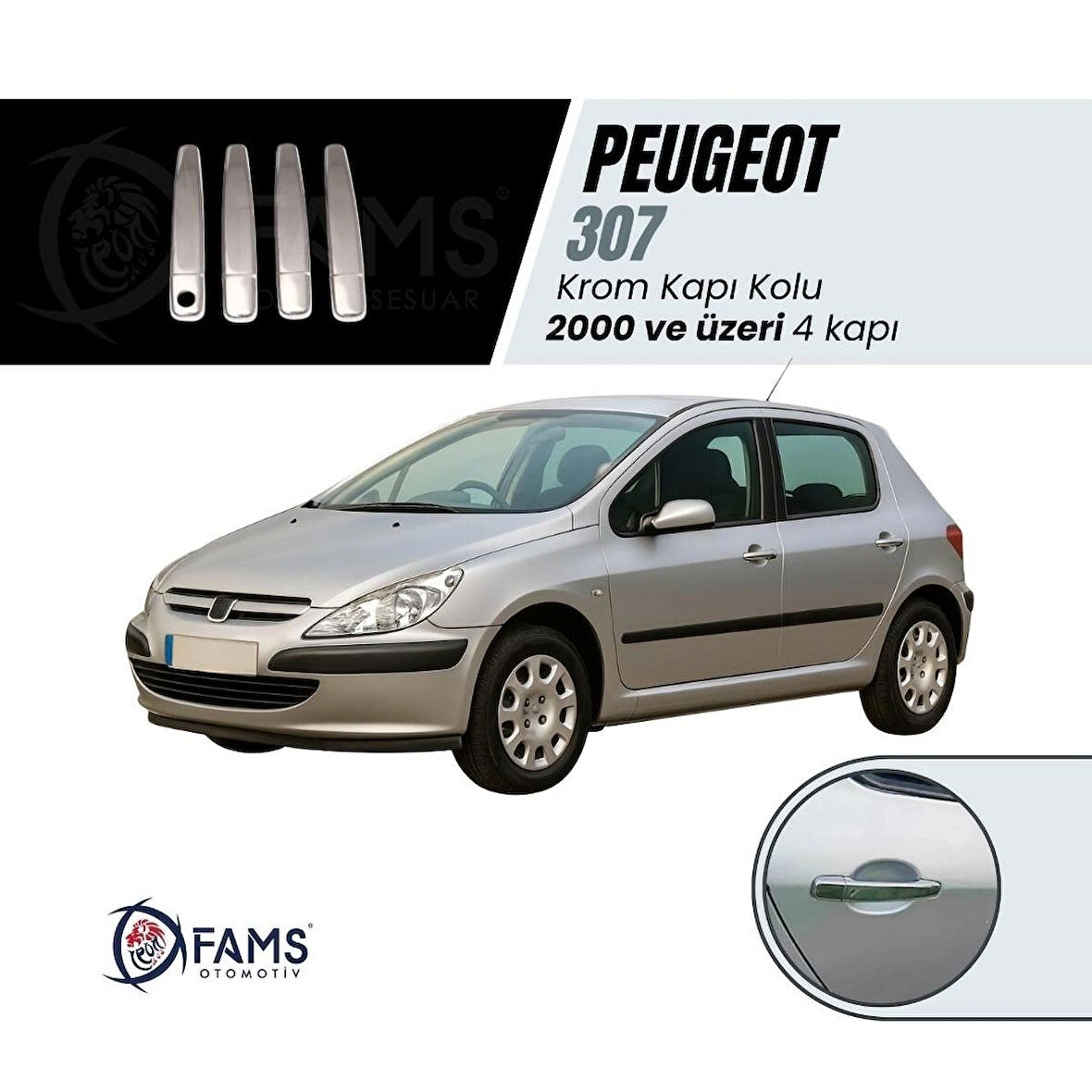 Peugeot 307 Krom Kapı Kolu 4 Kapı 2000 Üzeri P. Çelik