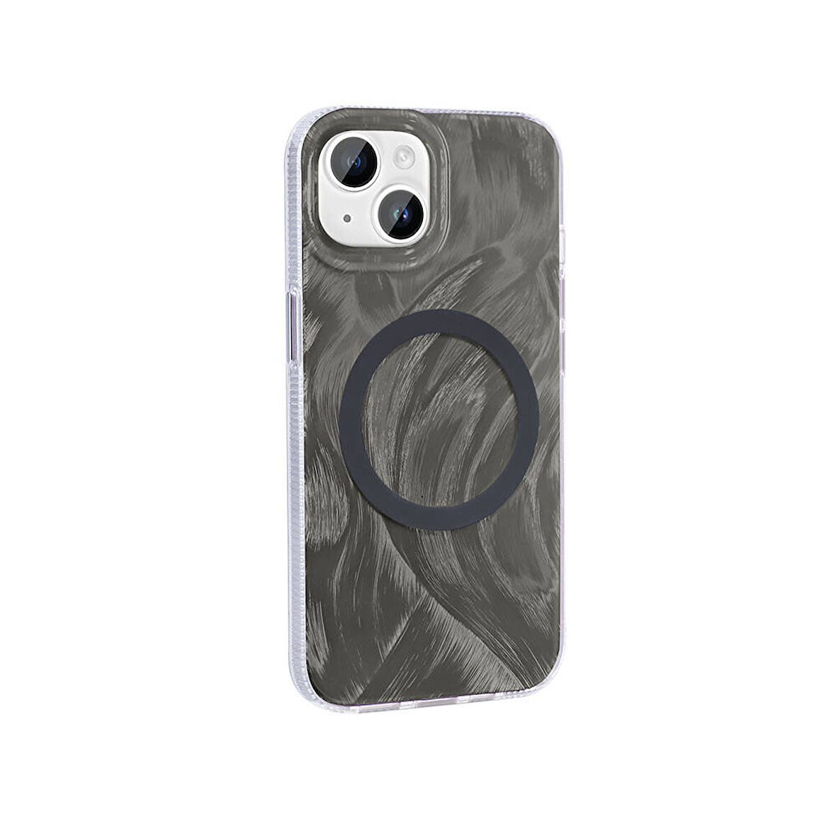 Gpack Apple iPhone 15 Plus Kılıf Kenarları Tırtıklı Fırça Boya Desenli Magsafeli Palet Kapak