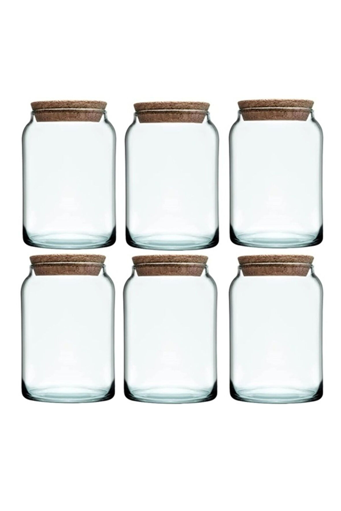 43583 Mantar Kapaklı Cam Kavanoz 860 cc Yeşil Renkli 6 adet