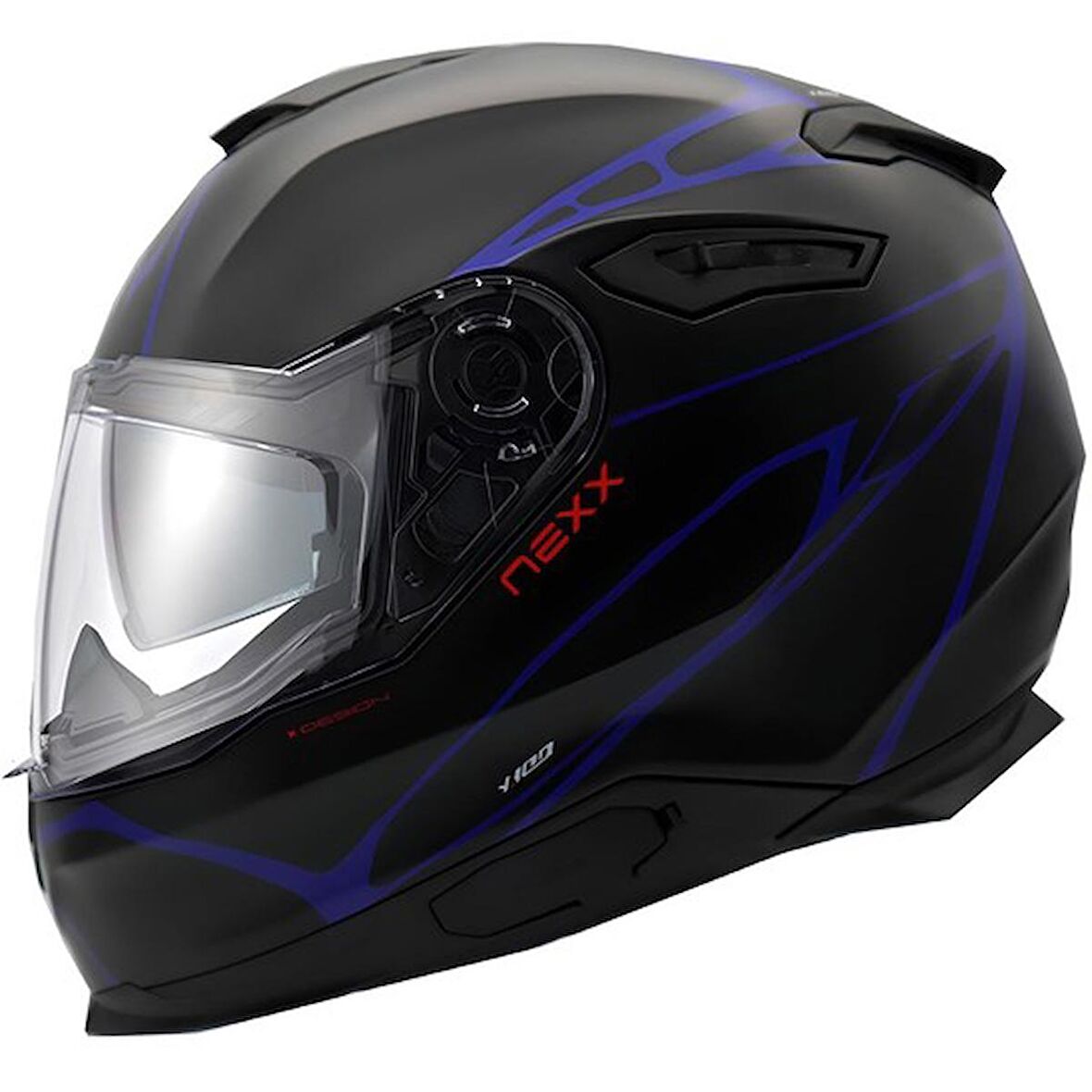 NEXX Y.100 B-SIDE MAT SİYAH-NAVY MAVİ KASK S