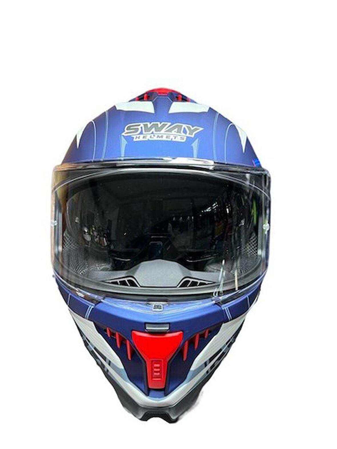 SWAY SW865 MAVİ-KIRMIZI KAPALI KASK (XL)