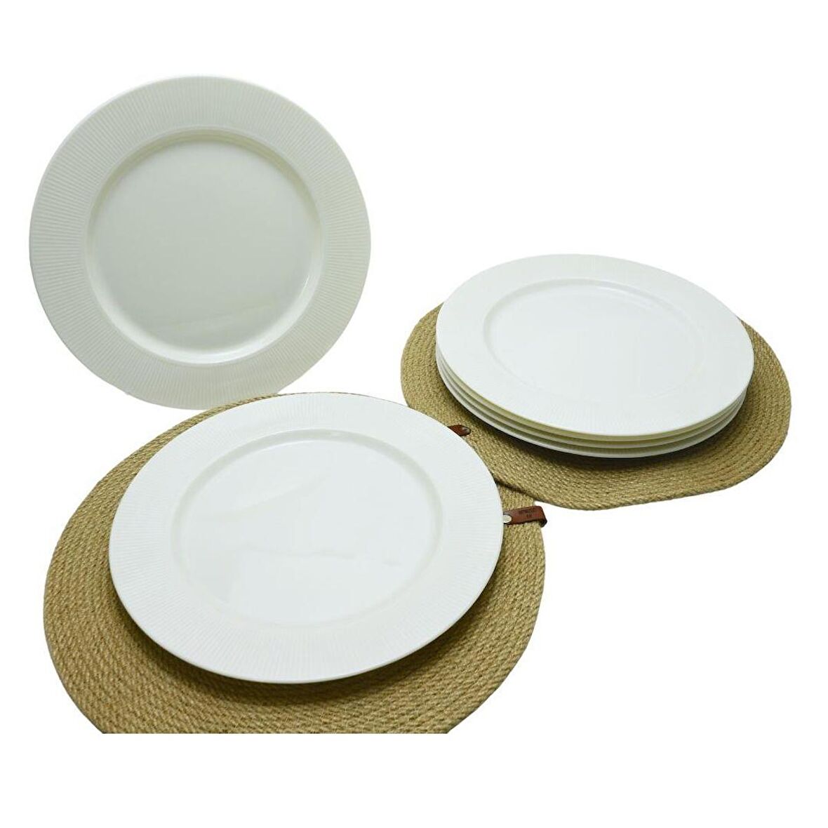 Fine Bone Porselen 6’lı Çizgili Pasta Tabağı 22 cm