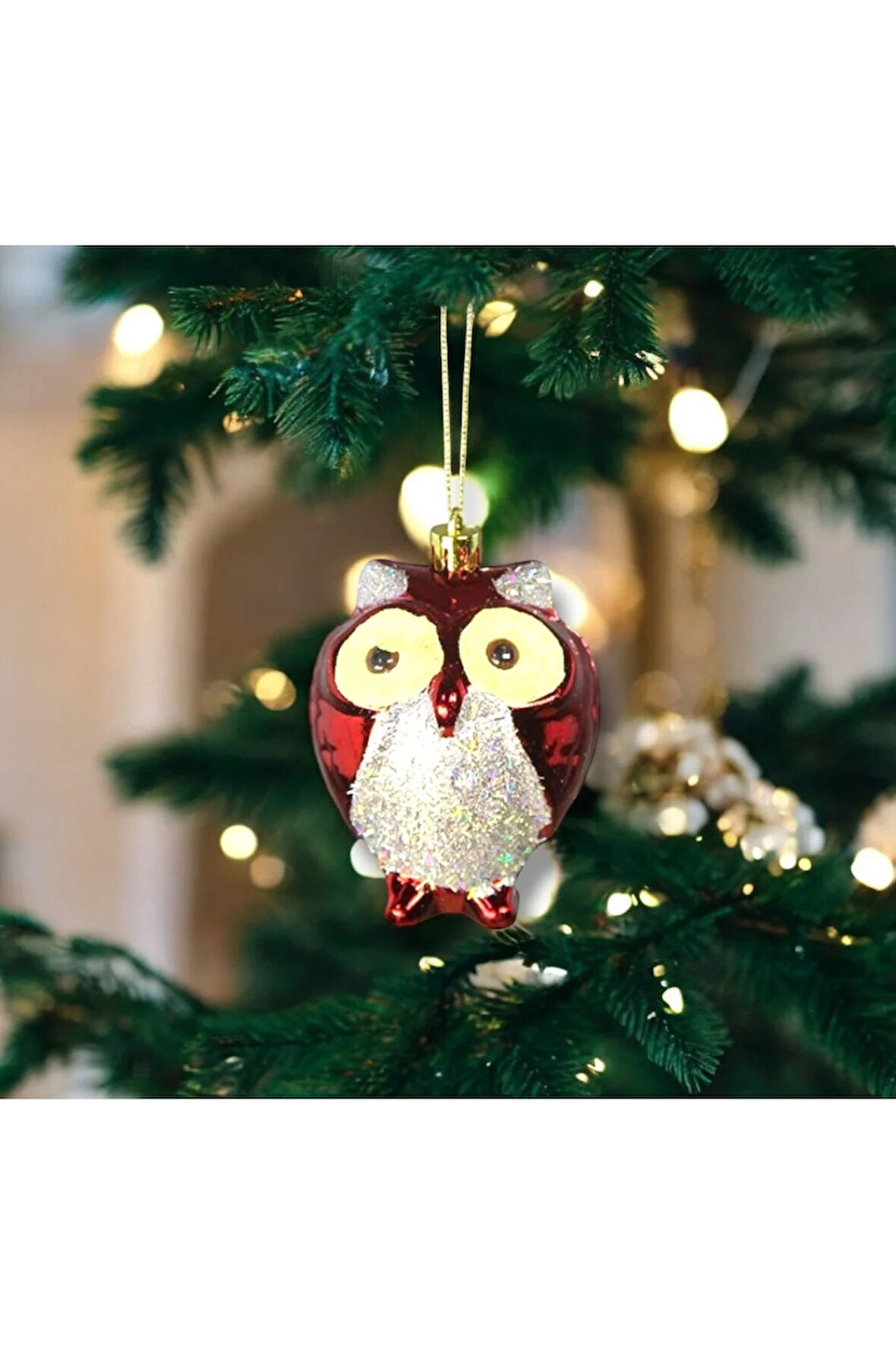 Yılbaşı Süsü 3'lü Baykuş Kırmızı 6 cm