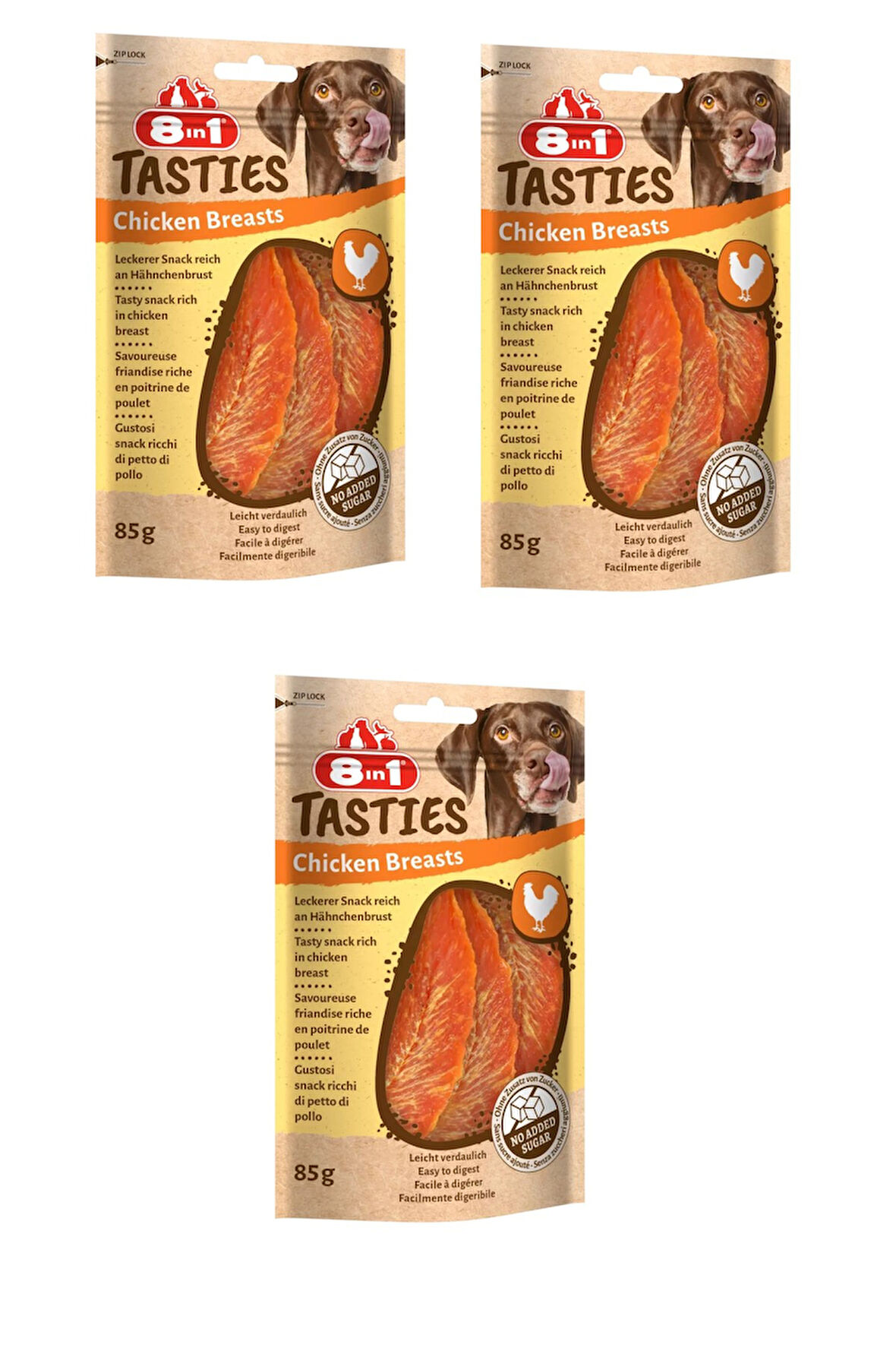 8in1 Tasties Chicken Breasts  Tavuk Göğüslü Köpek Ödülü 85 Gr. X 3 Adet