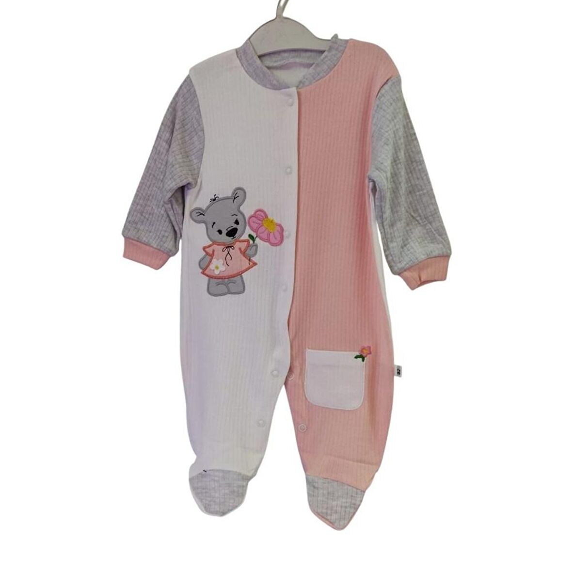 BURBER KİDS WEAR FİTİLLİ KIZ BEBEK TULUM