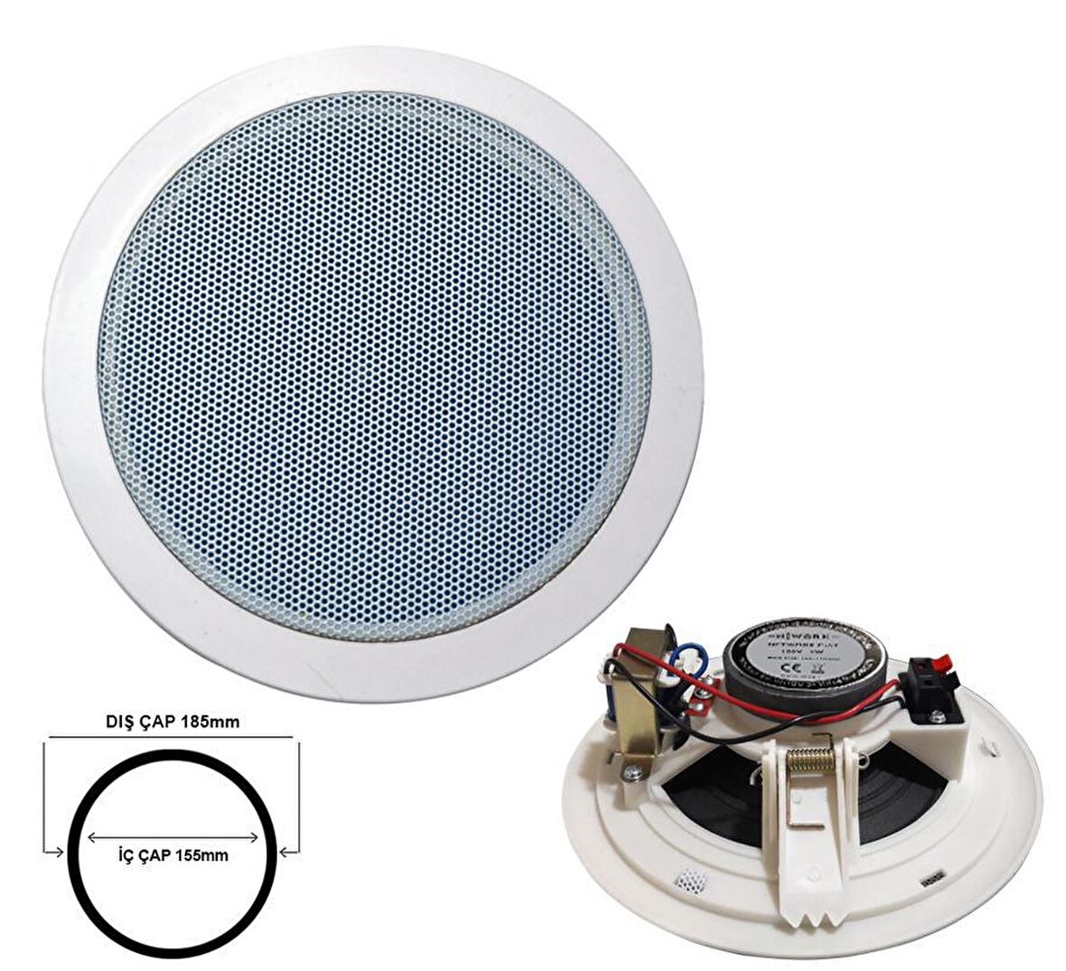 ALÇIPAN TAVAN HOPARLÖR 13CM 100V TRAFOLU NWORK C-5T